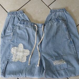 POL Womens Size M Patchwork Jogger Style Denim Jeans
